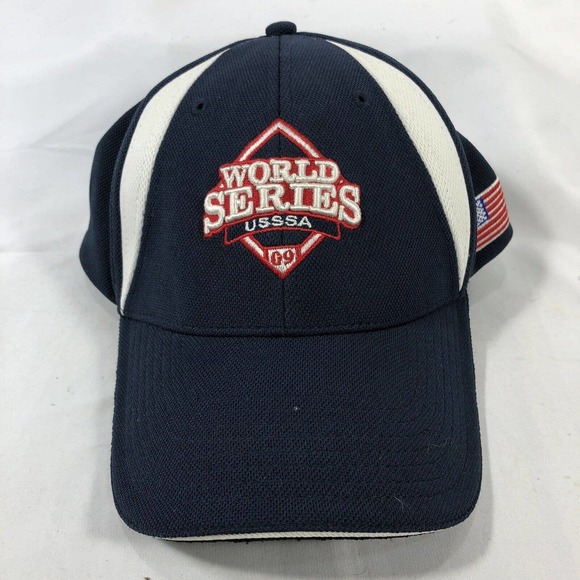World Series Hat USSSA 2009 Red White and Blue American Flag Adjustable Seba OSF - Picture 1 of 11